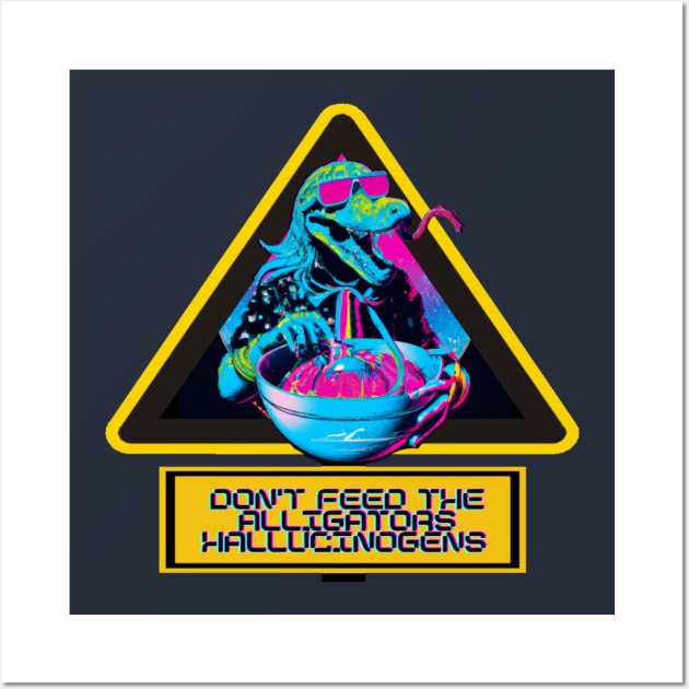 Don't Feed the Vaporwave Hipster Space Lizard Spaghetti - Cool T-Shirt Wall Art by Trippy Critters